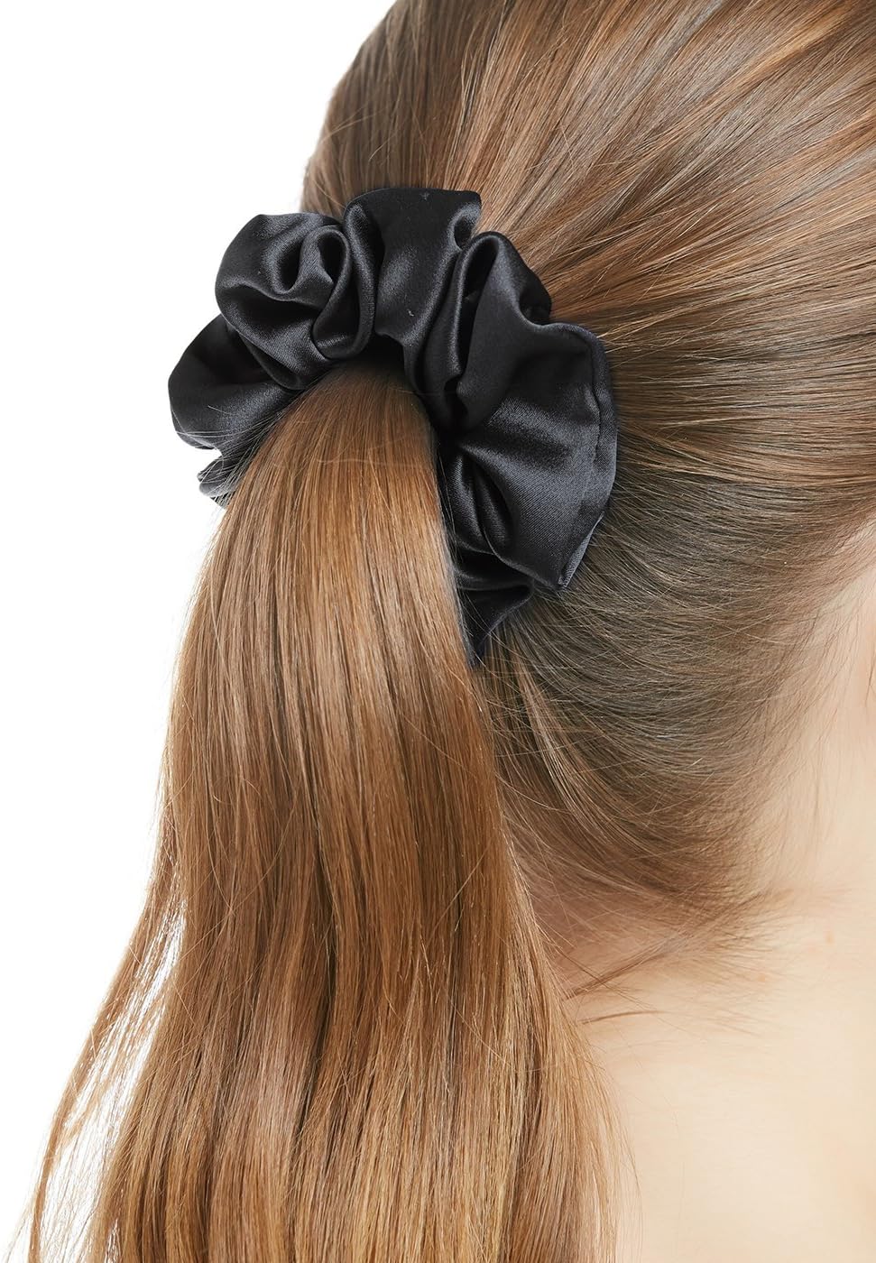 LILYSILK Women's 100% Silk Hair Scrunchies Ladies Elastic Hair Tie Bobbles Ponytail Holders for All Hair Type and Conditions and Preventing Hair Frizz Breakage Loss,Black+Taupe - Image 3