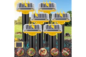 ENERJARY Mole Repellent Outdoor, 2024 Upgrade Solar-Powered Gopher Mole Repellent for Lawn Yard and Garden, Waterproof Mole Killer Traps, Effectively Repels Mole Snake Vole Groundhog, 6 Pack