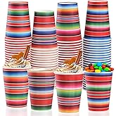 100 Pack Fiesta Paper Cups Mexican Serape Disposable Beverage Cups Cinco De Mayo Party Decorations for Mexican Fiesta Birthday Party Supplies