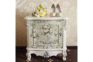 Flortlias Large Decoupage Paper for Furniture, Floral Printed Tissue Paper for Furniture, DIY Crafts Rice Papers, Vintgae White Rose, Letter 16.54" x19.69"