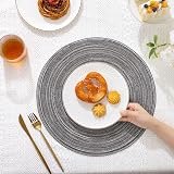 SHACOS 38cm Round Placemats Set of 6 Grey Woven Heat Resistant view 4