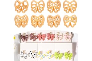 Puocaon Sports Inspired Clay Cutters - 8 Pcs Bow Shape Polymer Clay Cutters for Earrings Jewelry Design Featuring Sports Ball Shape Baseball Football