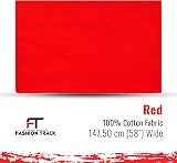 FT Fashion Track 100% Cotton Fabric Metre Red 58in Wide 60sqm 20 Colours view 2