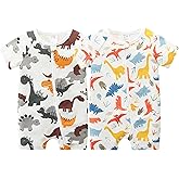 JingleBaBa Unisex Summer Trendy 2-Pack Rompers Short Sleeve Zipped Bodysuit Infant Cotton Outfits