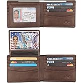 Wallet for Men-Genuine Leather RFID Blocking Bifold Stylish Wallet With 2 ID Window