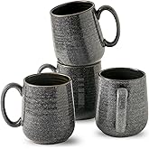 HASENSE Ceramic Coffee Mugs - 15 OZ Large Coffee Cups Set of 4 with Handle for Hot Beverage, Porcelain Latte Mugs for Tea, Milk, Cocoa, Cappuccino and Mocha, Microwave and Dishwasher Safe, Grey