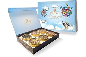 BREWIX, Discover Calm Premium Herbal Tea Christmas Gift Box (3.53oz/50+ Cups) | Tea Gift Sets For Tea Lover | 6 Unique Herbal Teas | Best for Birthdays, Anniversaries & Holidays