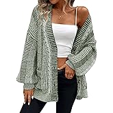 Pink Queen Women's 2026 Oversized Cardigan Sweater Long Sleeve Cable Knit Fashion Outerwear Coat
