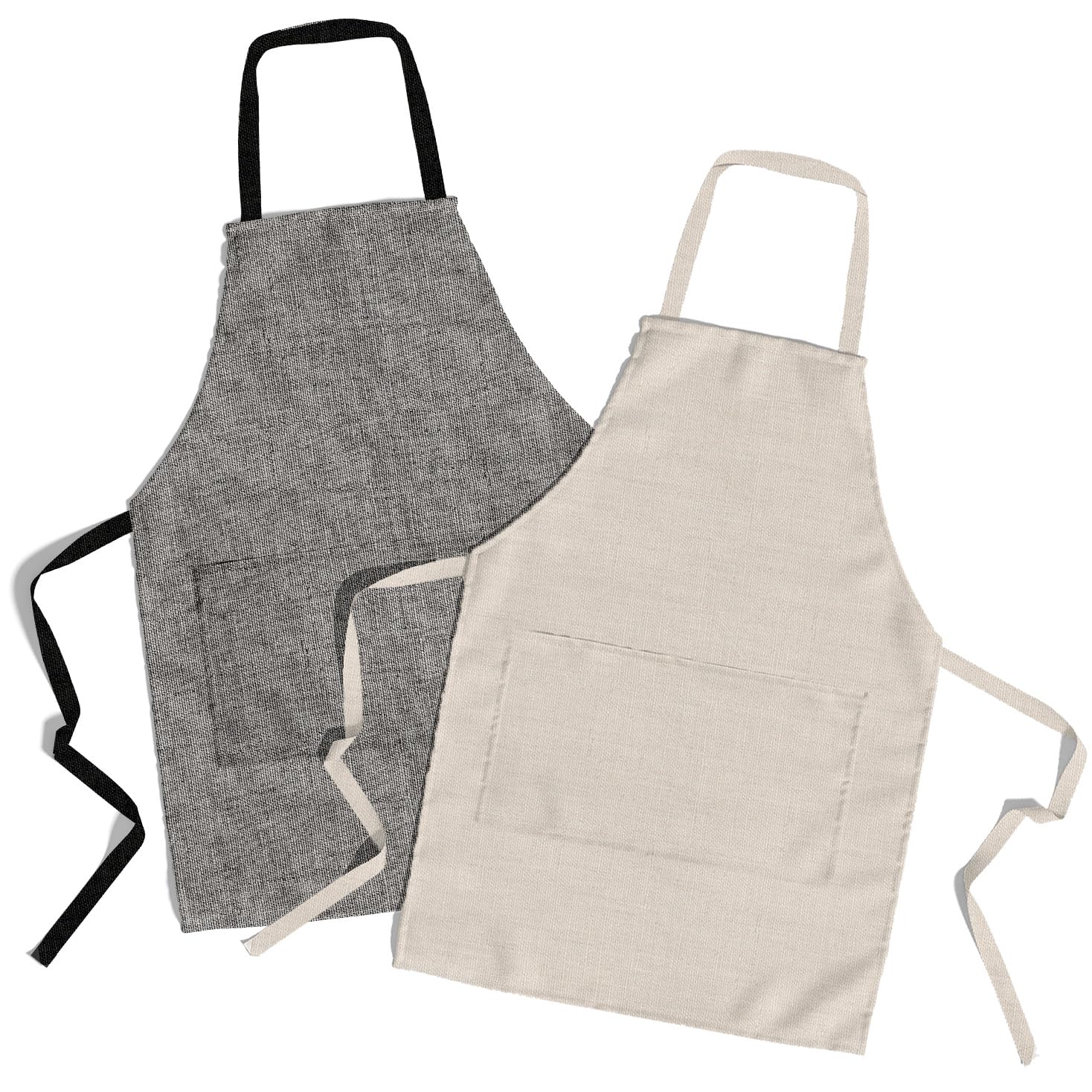 lepni.me Pack of 2 Organic Eco-Friendly Cotton Chefs Aprons | Cooking Baking Grilling for Home and Restaurant | Premium Gifts for Couple Men Women