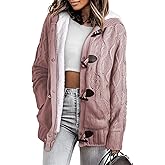 Sidefeel Women's Cardigan Sweaters Hooded Cardigans Fleece Lined Jackets Winter Sweater Coat