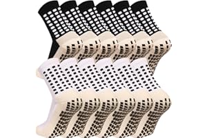 MIHAIR Men's Grip Soccer Socks Anti Slip Athletic Socks Non Slip Football Basketball Socks with Grip Pads2/4/6