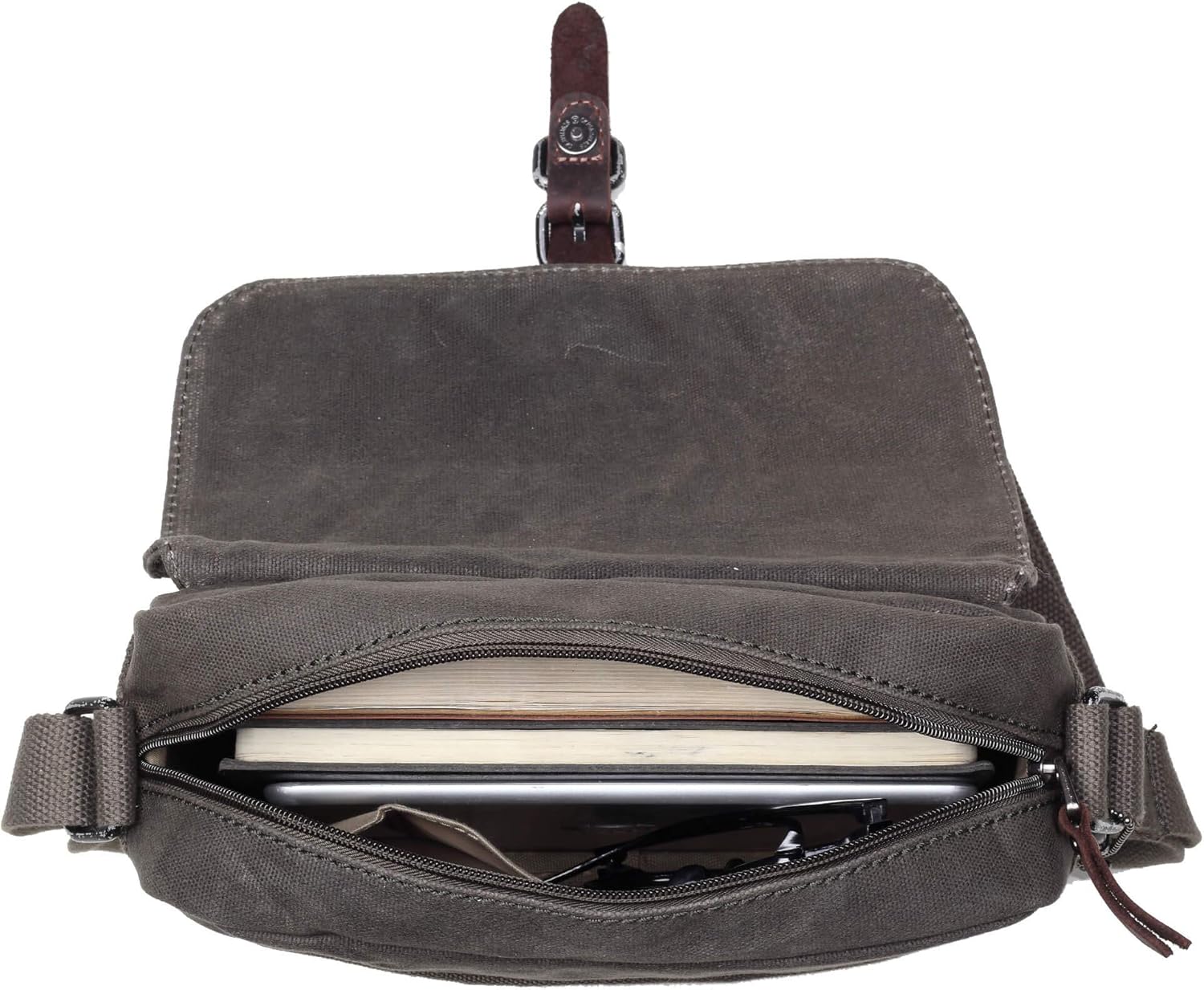 Troop London Canvas Leather Cross Body Bag, Small Travel Bag TRP0440 - Image 4