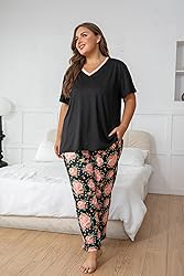 Vozanet Women's Pajama Sets Short Sleeve with Long