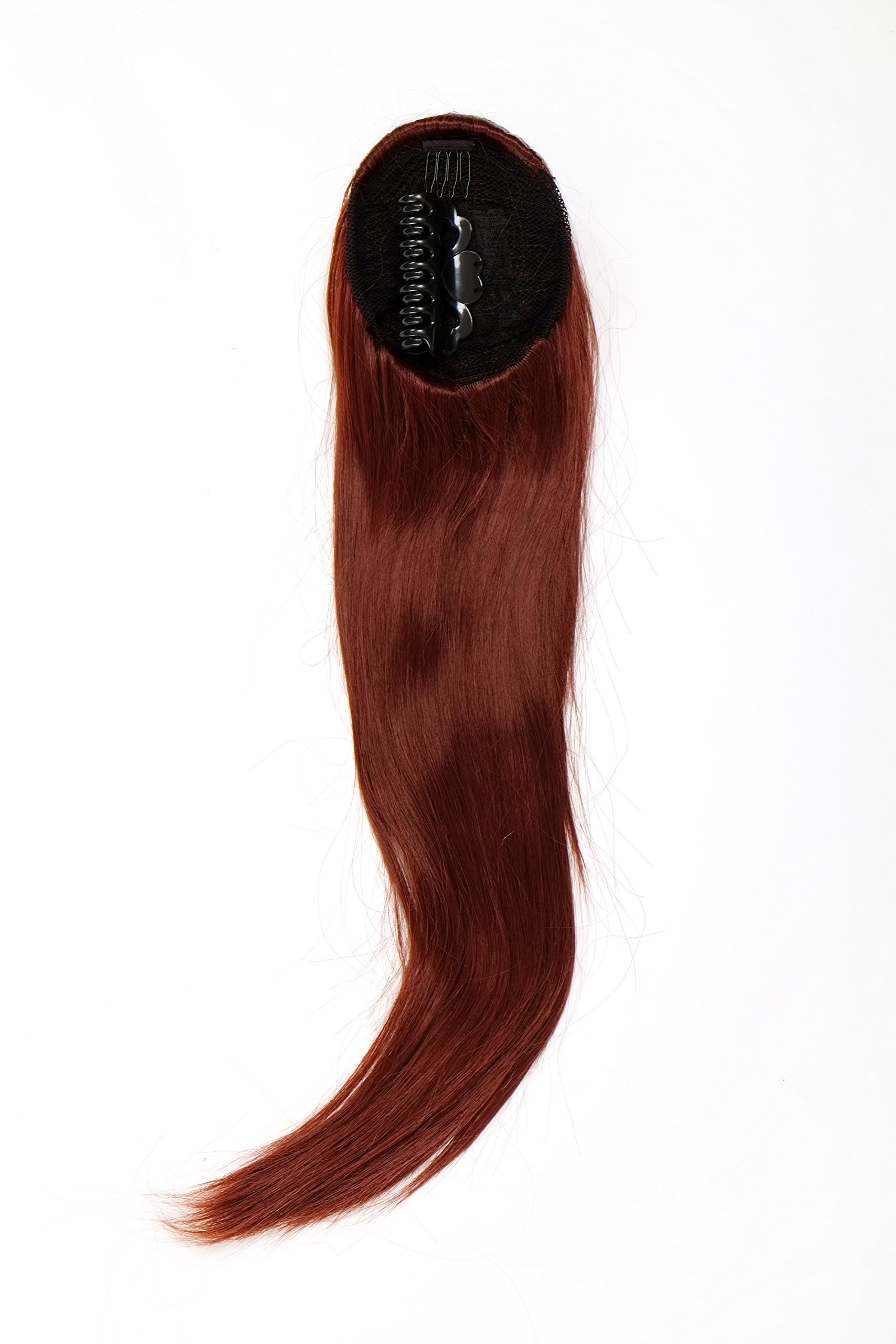 WIG ME UP WK06-35 Hairpiece ponytail with micro clamp, combs and elastic draw string straight voluminous very long red brown rust brown 23inch