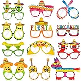 Marspark 12 Pairs Mexican Fiesta Party Decorations Cinco De Mayo Decorations Mexican Paper Eyeglasses Fiesta Themed Supplies Cinco De Mayo Eyeglasses Taco Cactus Photo Props