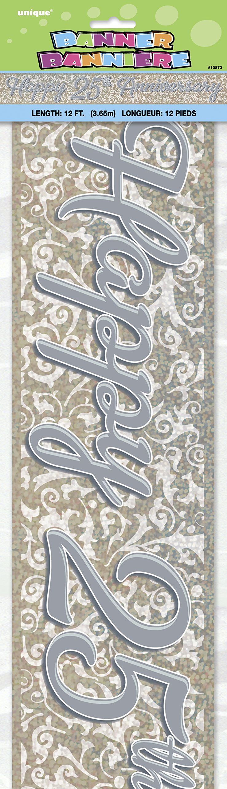 25th Silver Anniversary Prism Banner (3.6 Meter) 1 Piece - Elegant Design for Memorable Milestone Celebrations