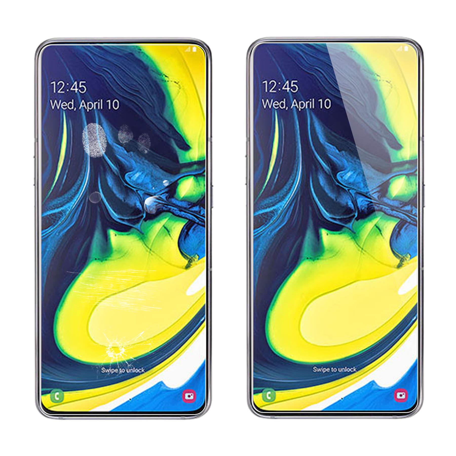 UCMDA Verre Trempé pour Samsung Galaxy A80, [Lot de 2] [Couverture Complète] Anti Rayures Glass Film Protection en Vitre Trempé Protecteur écran pour Samsung Galaxy A80
