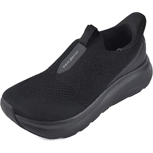 JACKSHIBO Men's Wide Toe Box Slip in Free up Hands Orthopedic Walking Shoes | Slip On Arch Support Casual Sneakers, Zero Drop