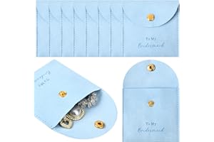 CEELGON Jewelry Bags Bridesmaid Gifts Set of 8 Velvet Small Jewelry Pouch with Button Bracelet Earring Necklace Packaging Bridesmaid Proposal Gift Bags Bridal Party Favors Gifts (Blue)