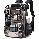 PIG PIG GIRL Clear Backpack Heavy Duty, PVC Clear Bookbag Transparent Backpack See Through Bag for Stadium College for Adult Men Women, Semi-Black