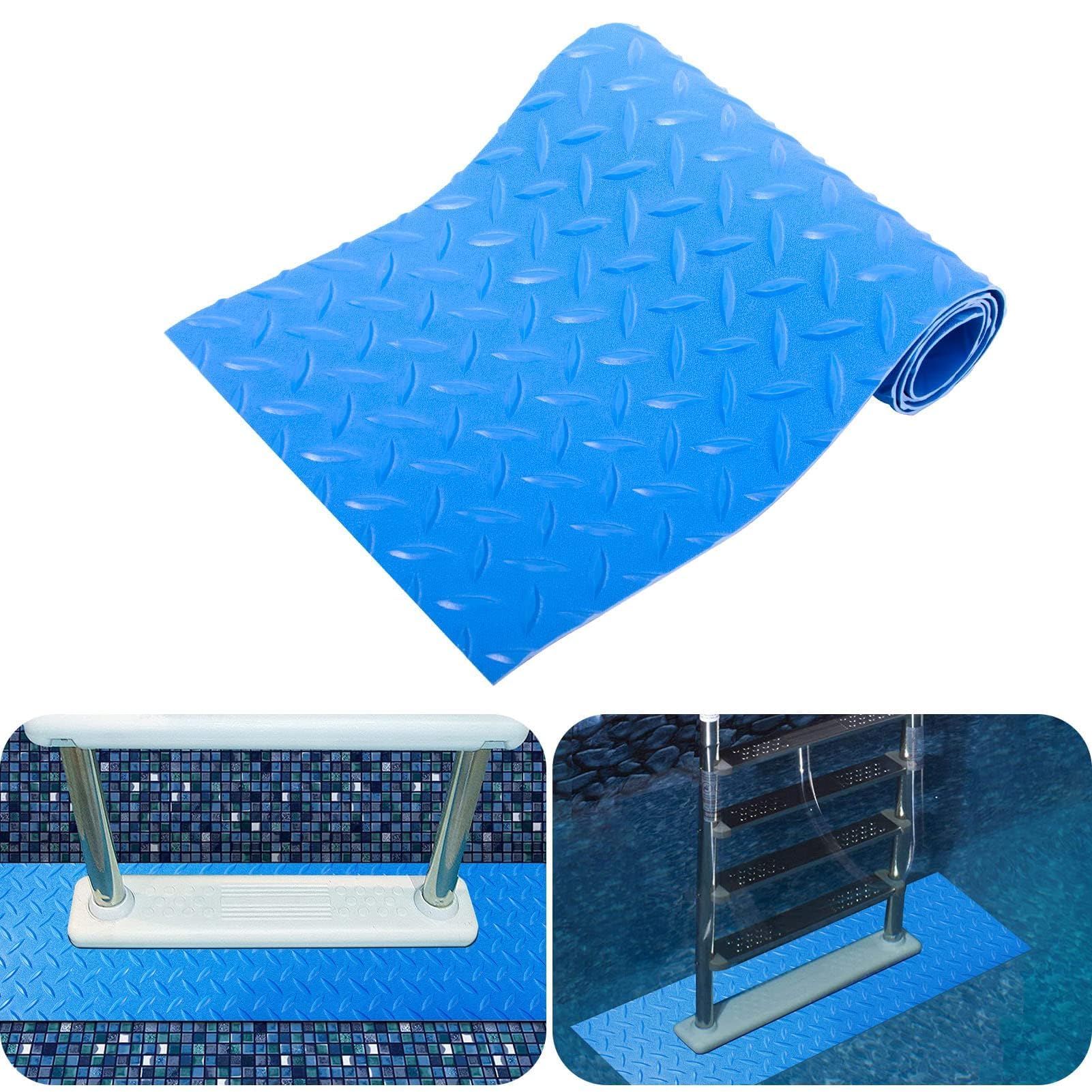 Photo 1 of 16x36 inches Swimming Pool Ladder Mat Protective Swimming Pool Step Pad for Above Ground Swimming Pool Ladder Pad Vinyl Non-Slip Pool Liner