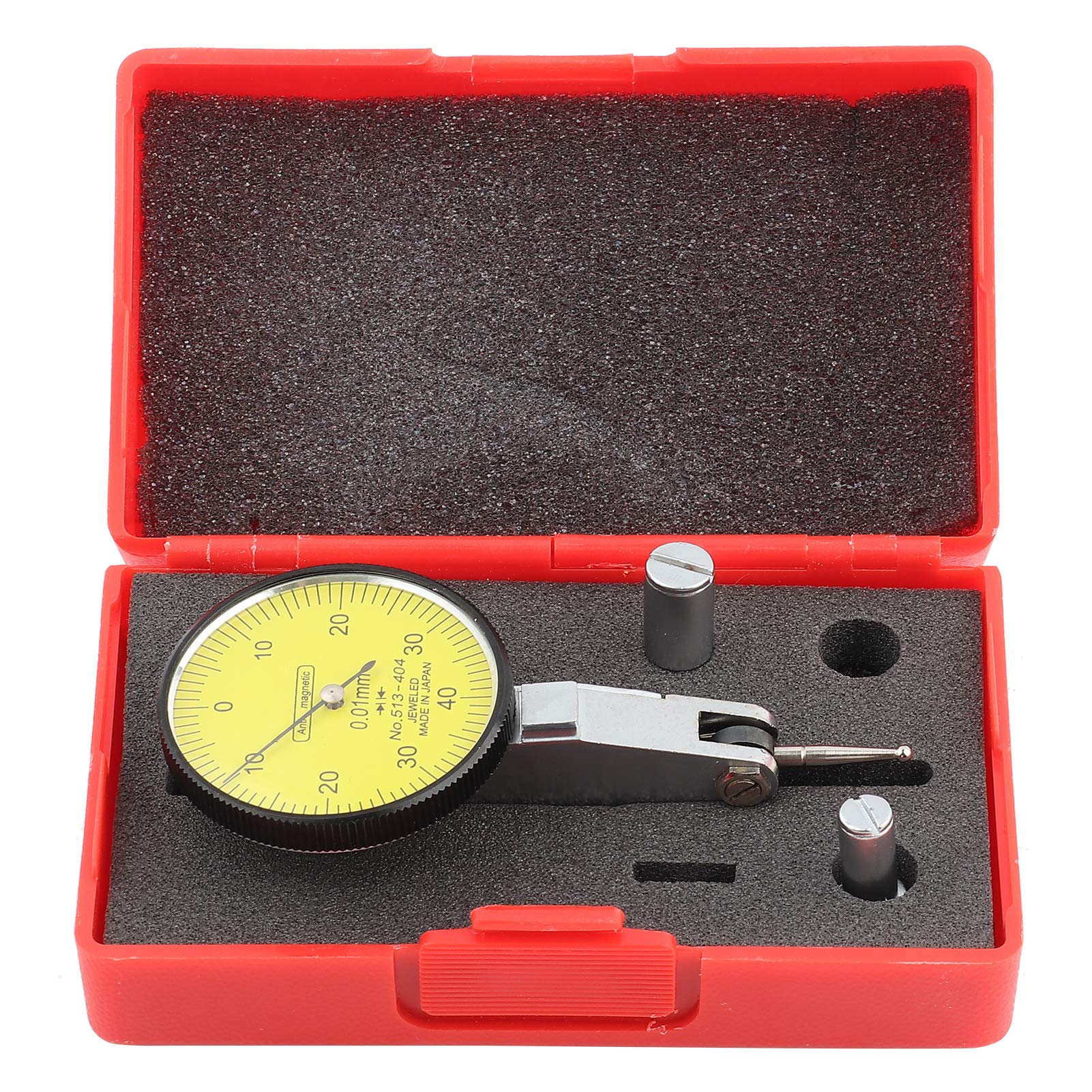 0.01mm Dial Test Indicator 38mm Precision Dial Indicator Tungsten Steel Lever Test Indicator Dial Gauge Meter Tool (Indicator Guage with Case #2)