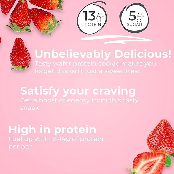 POWER CRUNCH PROTEIN WAFER BARS, HIGH PROTEIN SNACKS WITH DELICIOUS TASTE, STRAWBERRY CRÈME, 1.4 OUNCE (12 COUNT)