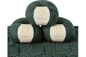 GISIMO 100% Merino Wool Yarn, 6-Ply Luxurious and Soft Yarn for Hand Knitting & Crocheting, 1.76 OZ/50g, 127 yds/116 Meters (Green, 3 Balls)