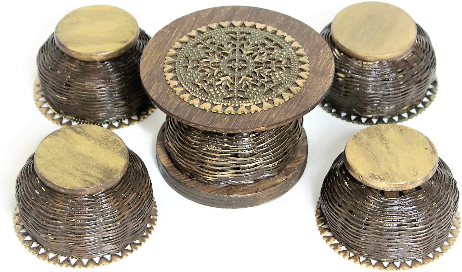Unique Design Miniature Fairy Garden Furniture, Bamboo Wicker Tables and Chairs, Rustic Look Design, Dollhouse Furniture Sets, Fairy Garden Accessories (Tall Garden Table)