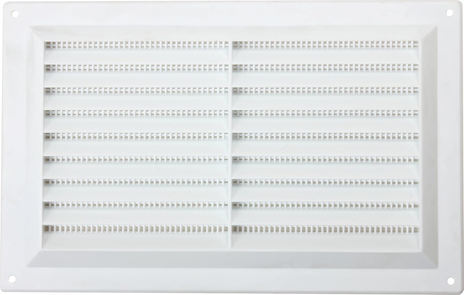 Map Plastic Louvre Air Vent with Flyscreen 9" x 6" (229mm x 150mm), Double Brick Grille Cover, White, 9x6 (229mm x 150mm)