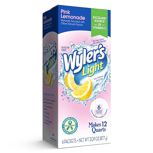 WYLER’S LIGHT PITCHER PACKS, WATER DRINK MIX,PINK LEMONADE,6...
