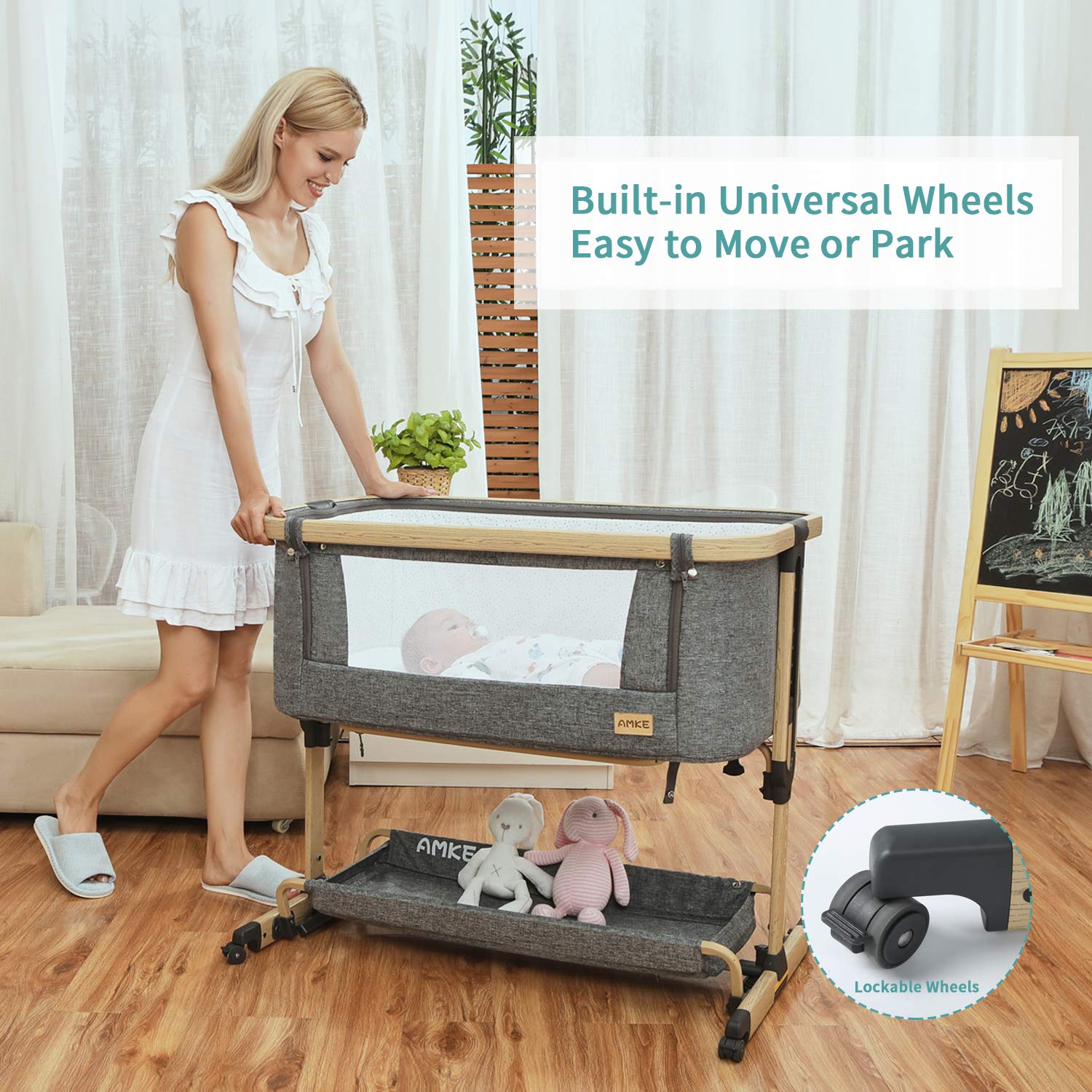 3 in 1 Baby Bedside Sleeper for Baby, Baby Crib with