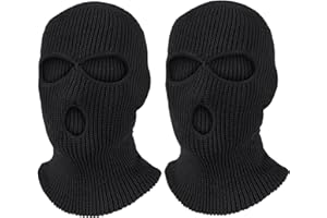 Pukavt 2 Pack 3 Hole Winter Knitted Mask, Full Face Cover Ski Mask Warm Balaclava for Skiing, Motorcycle, Snowboard