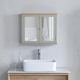 Bath Vida Priano 2 Door Mirrored Wall Cabinet Grey Oak Bathroom Storage view 2