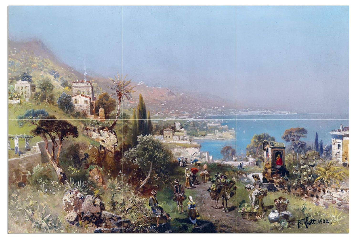 Tile Mural Mediterranean Coast sea by R. Alott Kitchen Backsplash Marble Ceramic - Photo 2 sur 14