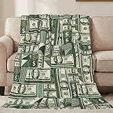 Jbofyee Money Throw Blankets All Season Ultra Soft Warm Hundred Dollar Bill Print Fleece Blanket for Home Bed Sofa Couch Chair Outdoor Travel Camping 50x40 Inch