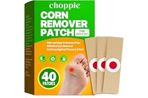 Choppie Corn Removers for Toes (40 Patches), Corn Removers for Feet, Foot Corns Health Patch - 40% Salicylic Acid Long Adhesive, Foot Pads for Adults Seniors Teens Athletes Hikers Workers Men Women