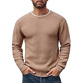 COOFANDY Men's Crewneck Sweater Waffle Textured Pullover Sweaters Soft Midweight Knitted Sweaters