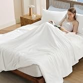 Bedsure Cooling Comforters Queen Size, White Seersucker Cool Bedding for Hot Sleepers 3 Pieces, Reversible Queen Bed Set with 1 Breathable Lightweight Comforter, 2 Pillowcases