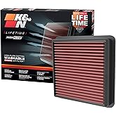 K&amp;N High-Flow Original Lifetime Engine Air Filter: Increase Power: Premium, Washable: Compatible with 2020-2026 Hyundai/Kia: Elantra, i30, Kona, K4, 33-5118