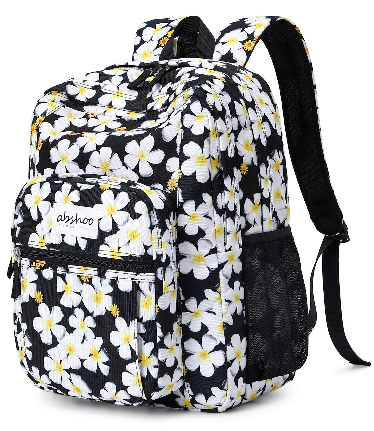 abshoo Classical Basic Womens Floral Backpack For College Water Resistant Bookbag (Floral Black) Image