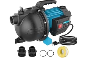 BOMGIE 1.6HP Shallow Well Garden Pump, Water Transfer Pump, Home Lawn Draining Irrigation, Pressure Booster, Sprinkler, Jet, 1200GPH 115V Portable Cast Iron