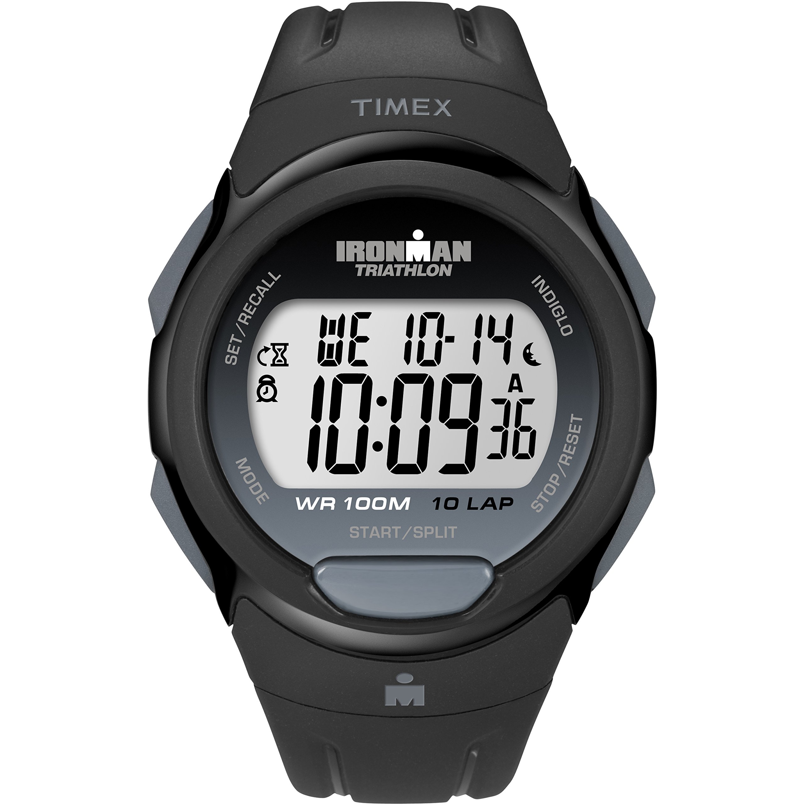 Ironman Unisex Quartz Watch with LCD Dial Digital Display and Black Resin Strap T5K608SU