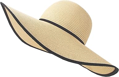 RIONA Womens Summer Straw Sun Visor Beach Straw Sun Hats Wide Brim UPF 50+