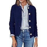 Zeagoo Women's 2026 Cardigan Sweaters Button Down Crew Neck Open Front Long Sleeve Knit Cropped Jackets