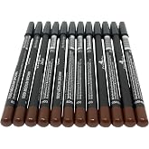 12 pcs Italia-Deluxe Ultra Fine Eyeliner, Creamy, Long Lasting, High Pigmented Pencil (1009 MEDIUM BROWN)