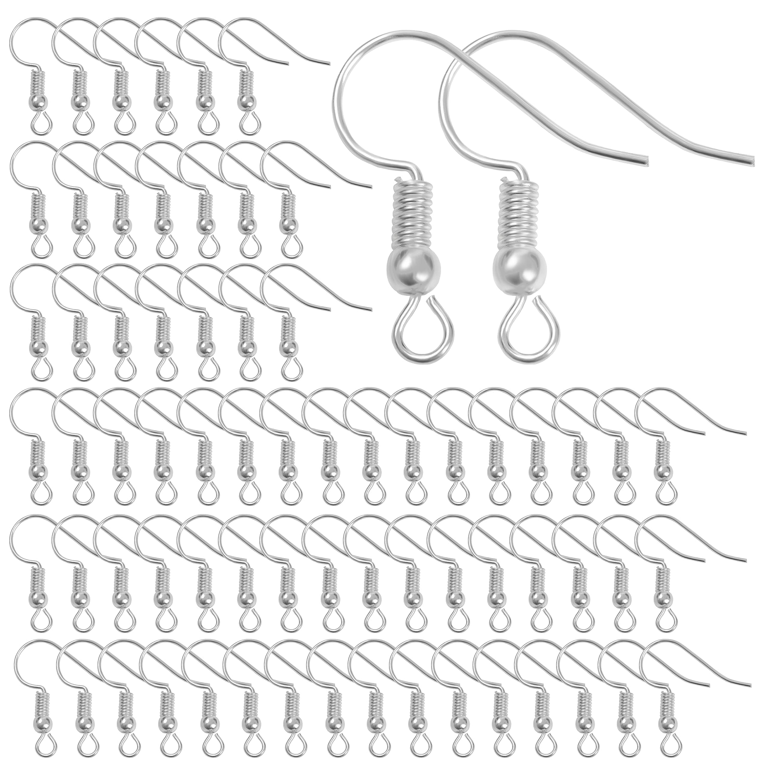 Kurtzy Silver Plated Earring Hooks (500 Pack/250 Pairs) - Hypoallergenic Fish Ear French Wires - DIY Jewellery Making Kit Supplies - Earring Findings for Beginners and Professionals