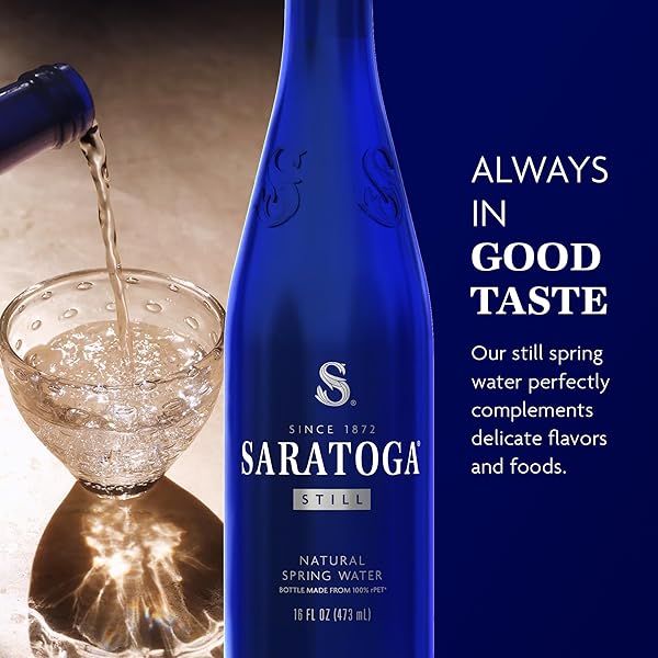 SARATOGA SPRING WATER BOTTLES, 6 PACK – STILL BOTTLED WATER – RECYCLED PET PLASTIC BOTTLES – 16 FL OZ