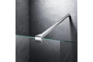 BOUGAINORA Frameless Shower Door Support Bar, Stainless Steel Wall-to-Glass Support Arm to Fixed Shower Glass Panel, for 1/4"-3/8" (6-10 mm) Door, 180° Pivot & Stow-Flat Mode (Chrome, 35.4-inch(900mm))