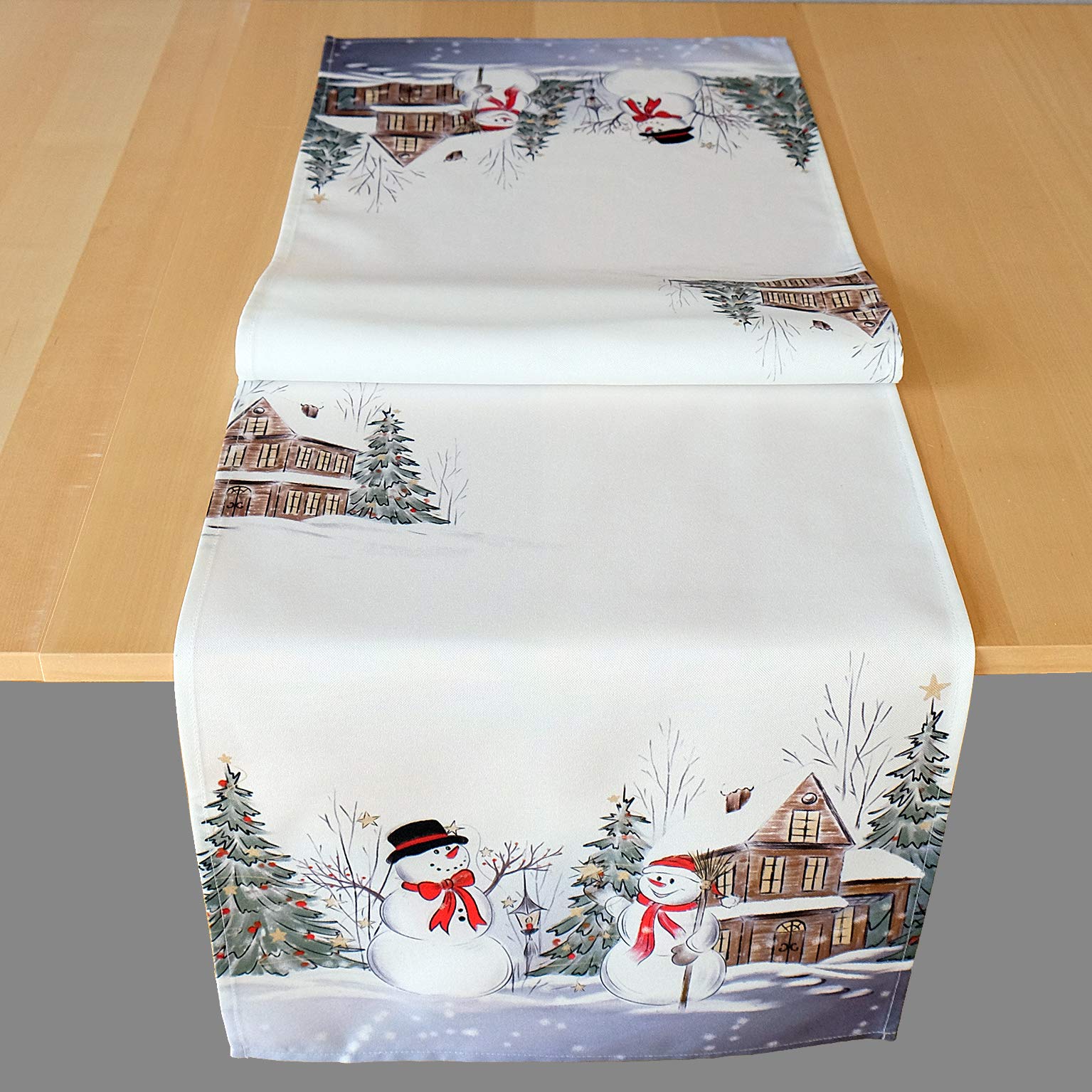 Raebel OHG Table Runner Print Two Santa Claus Christmas Winter Christmas Table Decoration (40 x 140 cm)